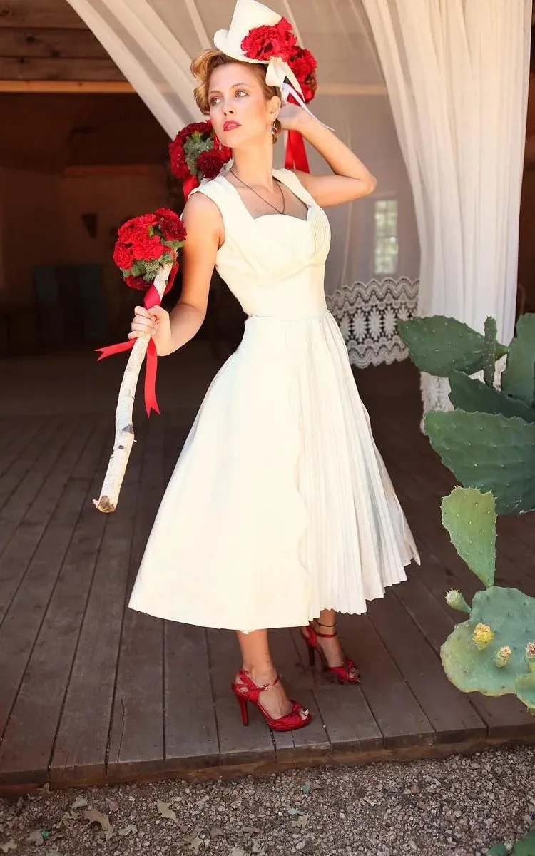 Unique A-Line Tea Length Style Wedding Dress sold by KissProm product image thumbnail 3