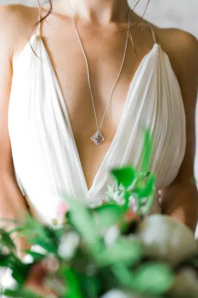 Serafina | A-Line V Neck Straps Spaghetti Sheath Chiffon Wedding Dress sold by KissProm product image thumbnail 3