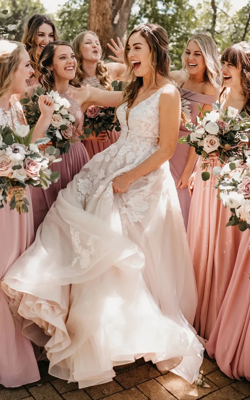 Adorable A-Line Lace Wedding Dress With Appliques And Illusion Deep-V Back sold by KissProm product image thumbnail 2