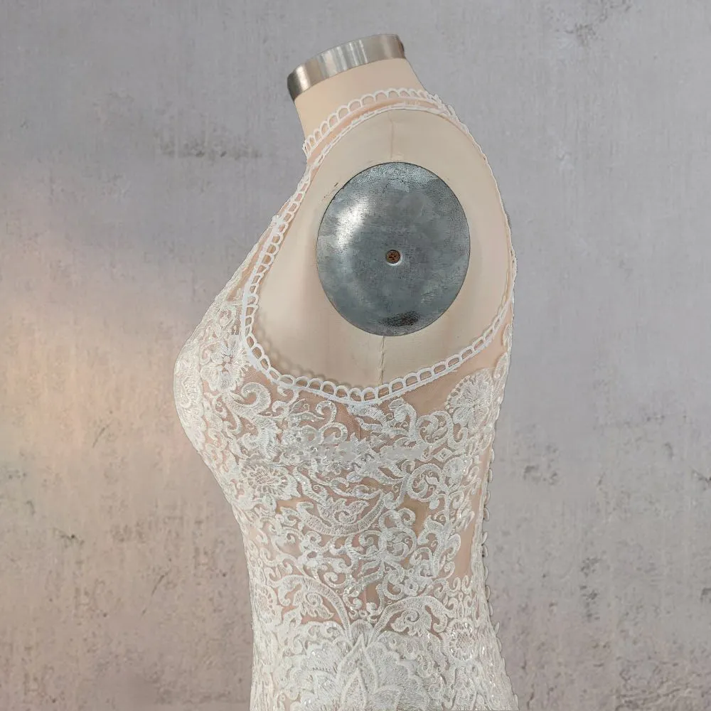 Mermaid White Halter Lace Appliqued Wedding Dress sold by KissProm product image thumbnail 4