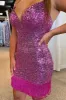 Hulda | Red Sequins Tight Homecoming Dress with Fringes sold by KissProm