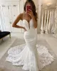 Mermaid Lace White Wedding Dresses Spaghetti Straps sold by KissProm
