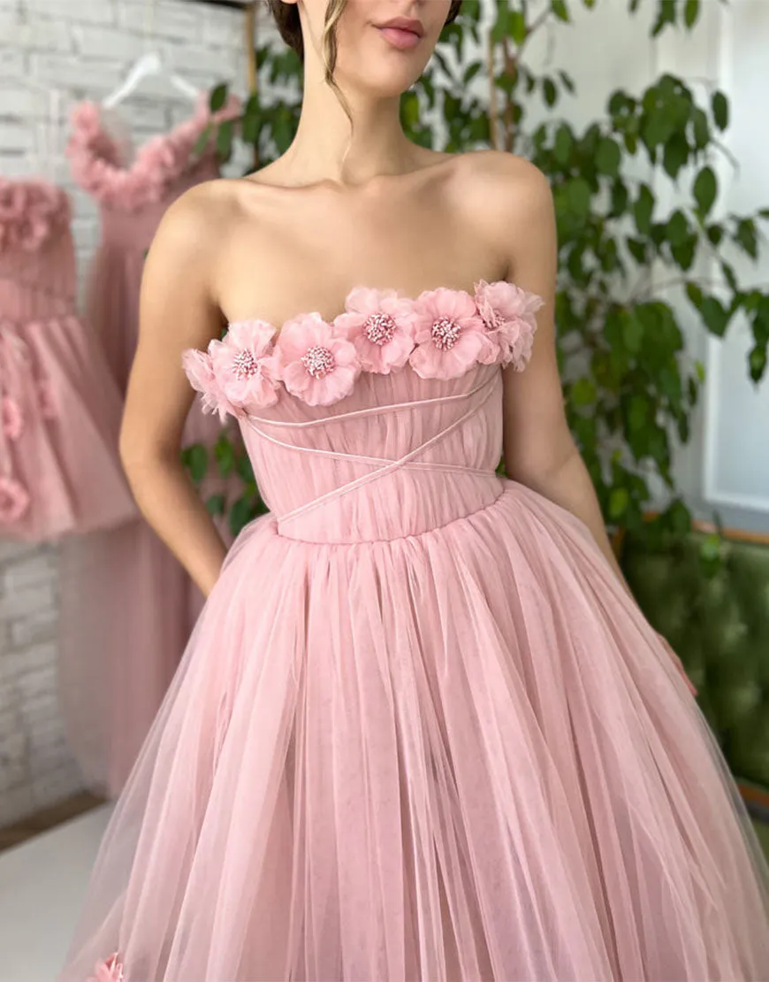 大人もOK!! POCA & POCA★Pink キラキラ フリルドレス★12-14Y Pandora |Princess Strapless Light Pink Prom Dress with