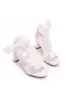 Ivory Satin Tied Open Toe Ankle Strap Chunky Heel Sandals sold by KissProm