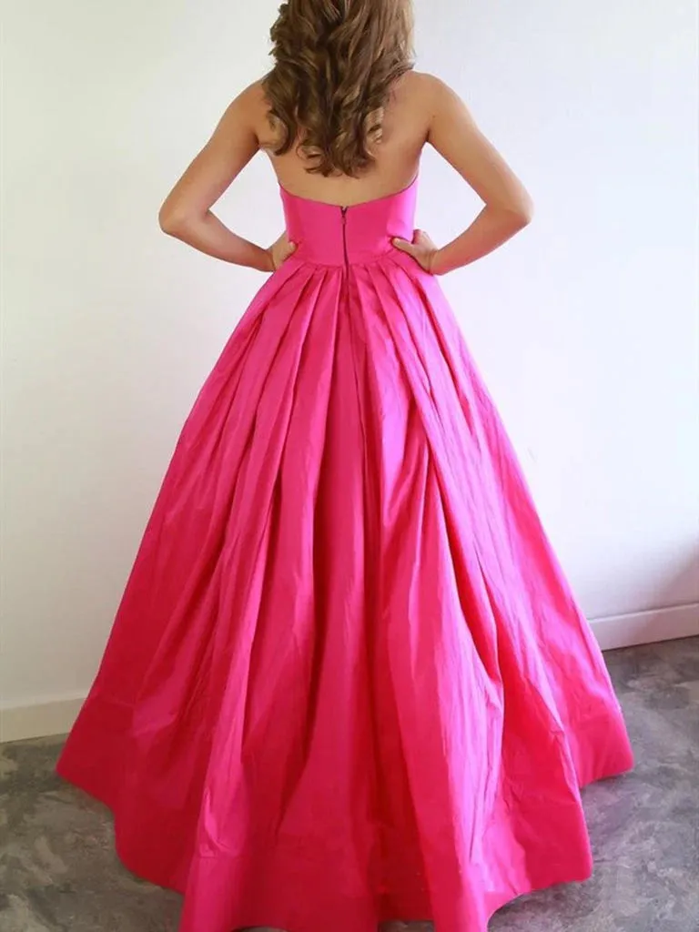 Chic A-line Sweetheart Fuchsia Prom Dresses Satin Prom Dress Evening Dress sold by KissProm product image thumbnail 2