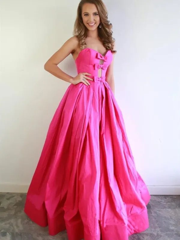 Sloane | Chic A-line Sweetheart Fuchsia Prom Dresses Satin Prom Dress Evening Dress sold by KissProm