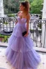 Kaylee |A-line Tiered Ruffled Long Tulle Prom Dress sold by KissProm