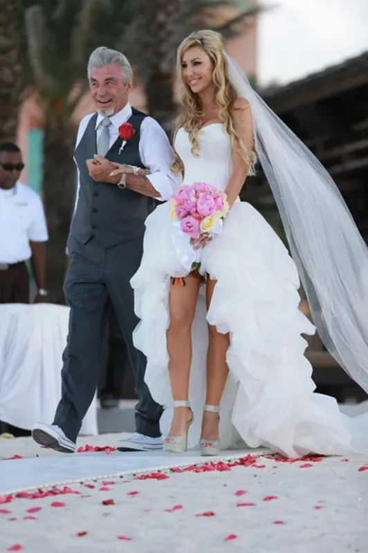 Gorgeous Beach White Short Organza Sweetheart Asymmetrical Wedding Dresses sold by KissProm
