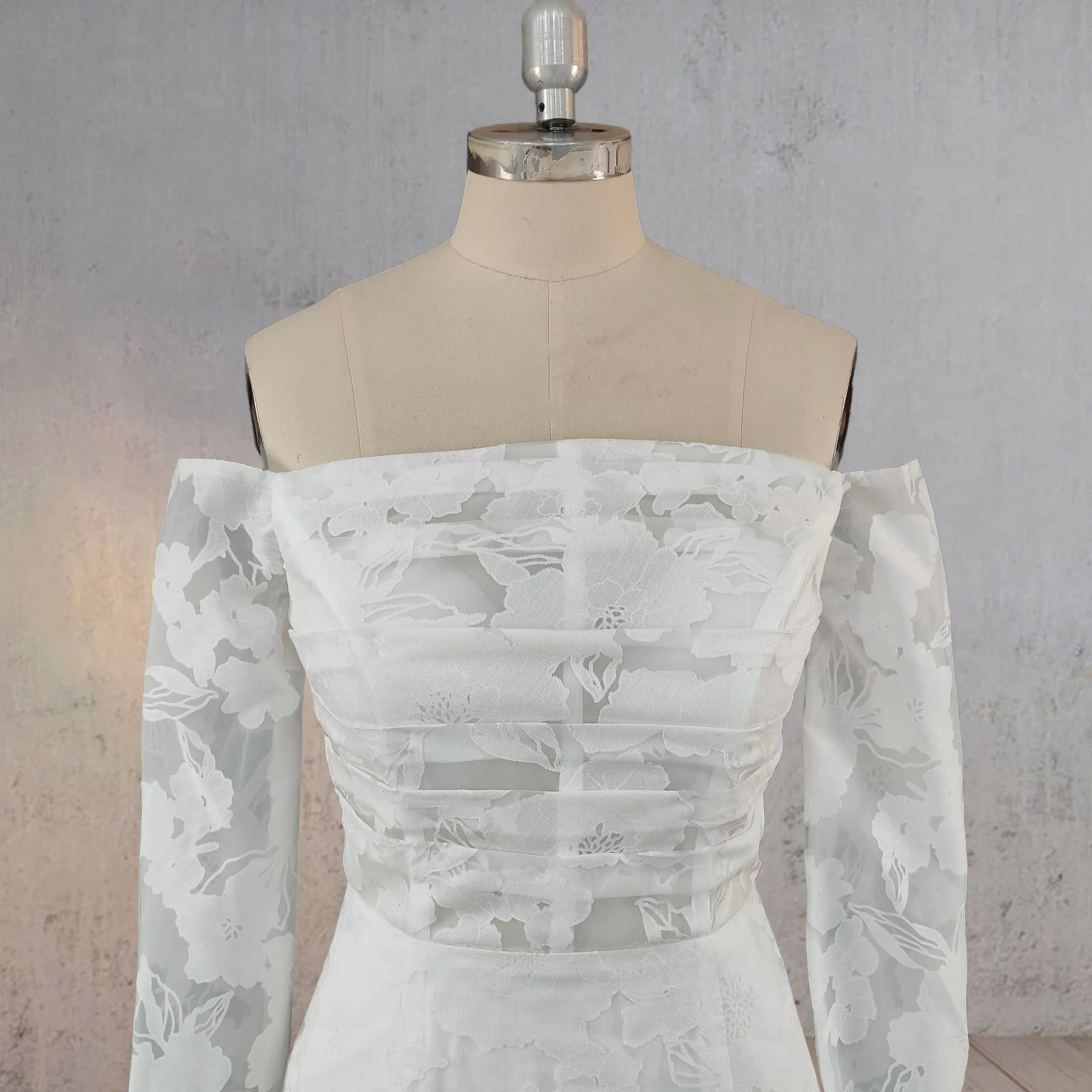 Margarita | Mermaid Off the Shoulder Long Sleeves Wedding Dress with Slit sold by KissProm product image thumbnail 5