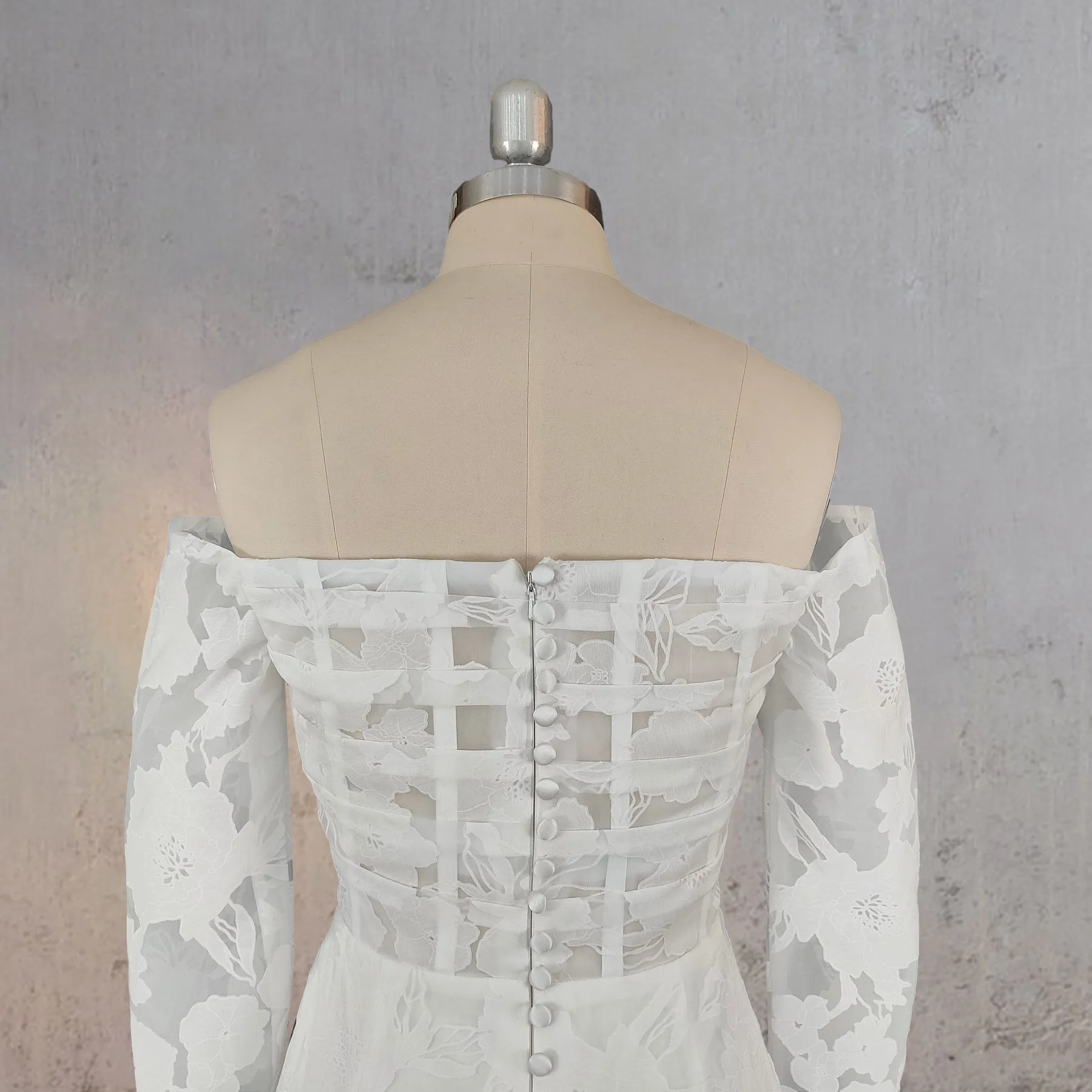 Margarita | Mermaid Off the Shoulder Long Sleeves Wedding Dress with Slit sold by KissProm product image thumbnail 3