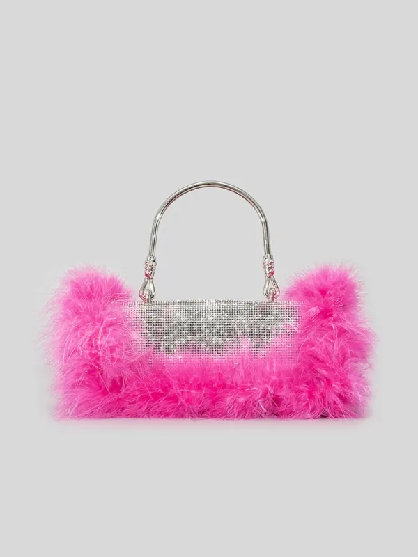 Women’s Furry Rhionestones Evening Clutch Bags sold by KissProm