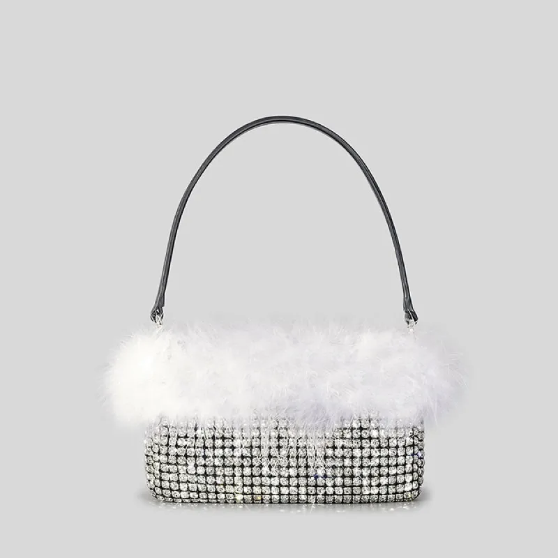 Women’s Feather Rhinestones Evening Bagutte Bags sold by KissProm