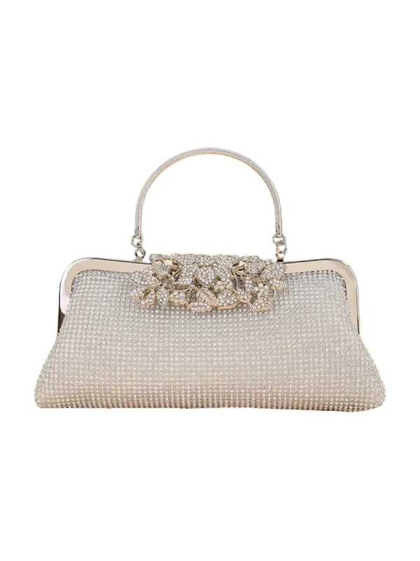 Women’s Flower Rhinestones Top Handle Evening Clutch Bags sold by KissProm