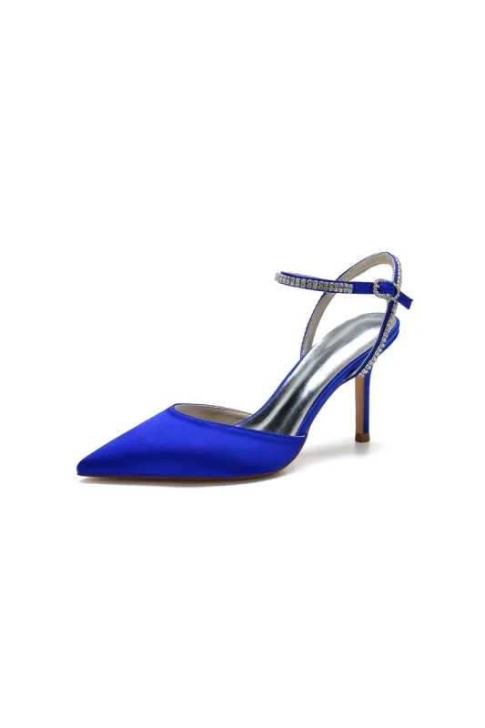 Party Crystal Strap Pointed Toe Satin Stiletto Heels sold by KissProm