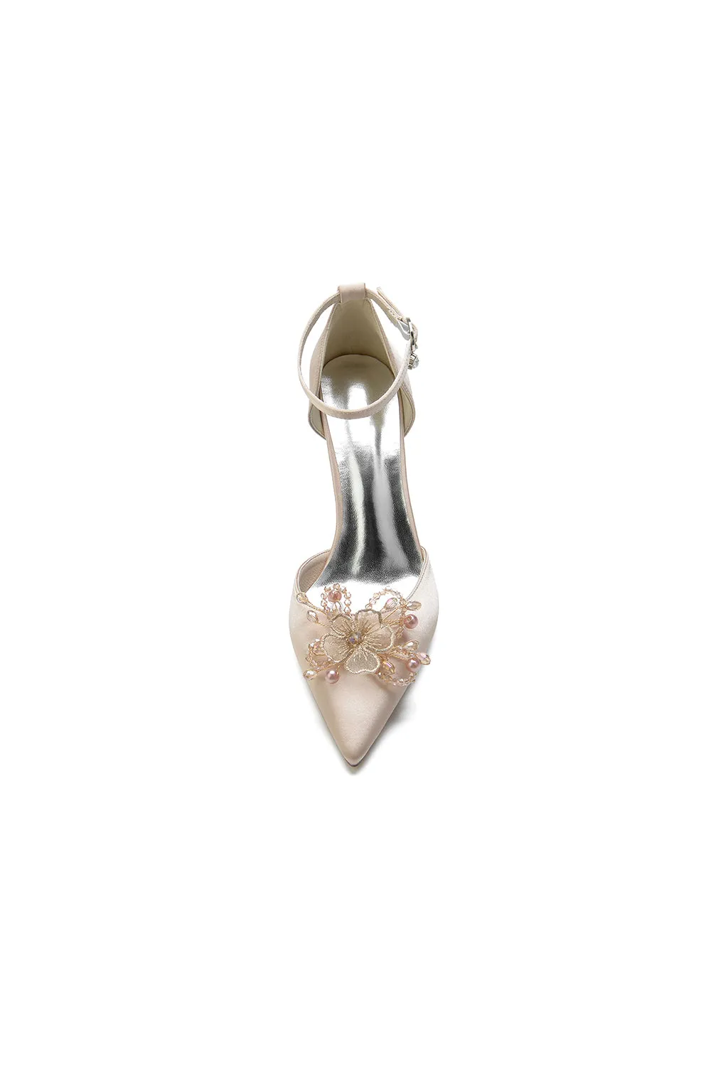 Pointed Toe Crystal Flower Ankle Strap Stiletto Heels sold by KissProm product image thumbnail 2