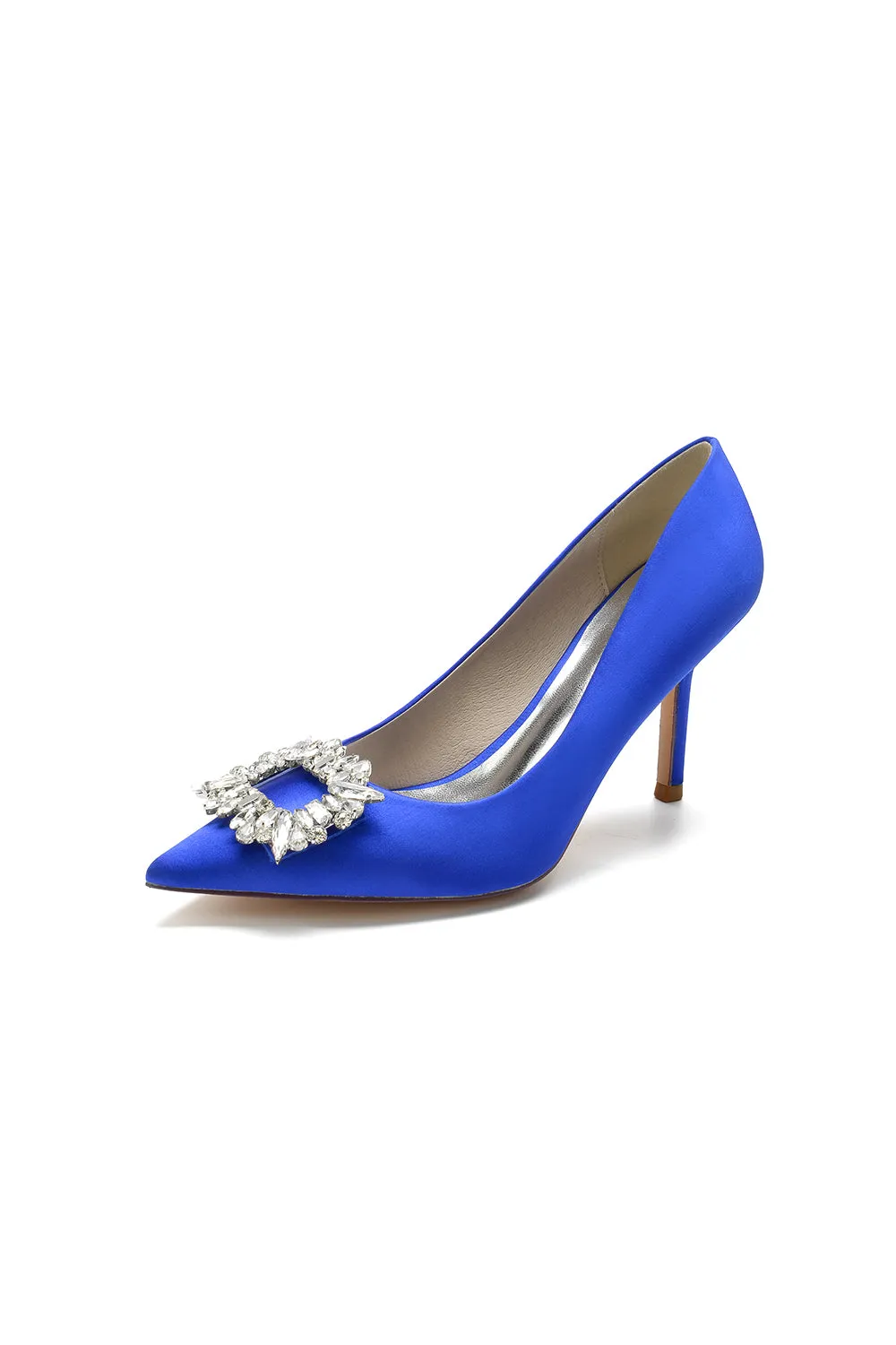 Cocktail Pointed Toe Crystal Satin High Heels sold by KissProm