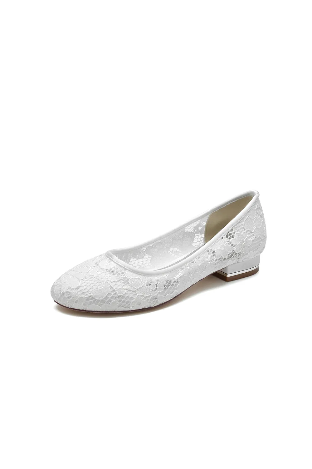White Lace Open Toe Flats Bridal Shoes sold by KissProm