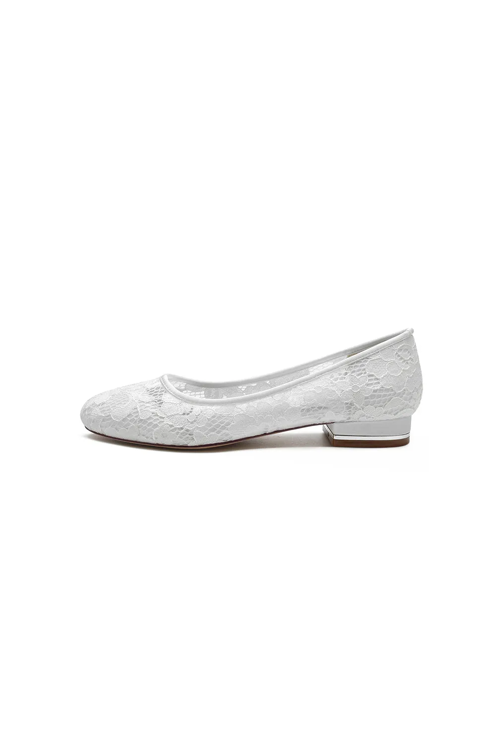 White Lace Open Toe Flats Bridal Shoes sold by KissProm product image thumbnail 3