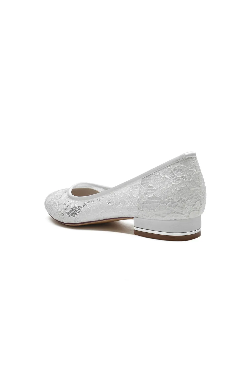 White Lace Open Toe Flats Bridal Shoes sold by KissProm product image thumbnail 4