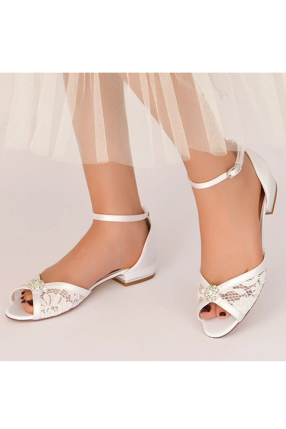 Lace Open Toe Flats with Ankle Strap sold by KissProm product image thumbnail 5