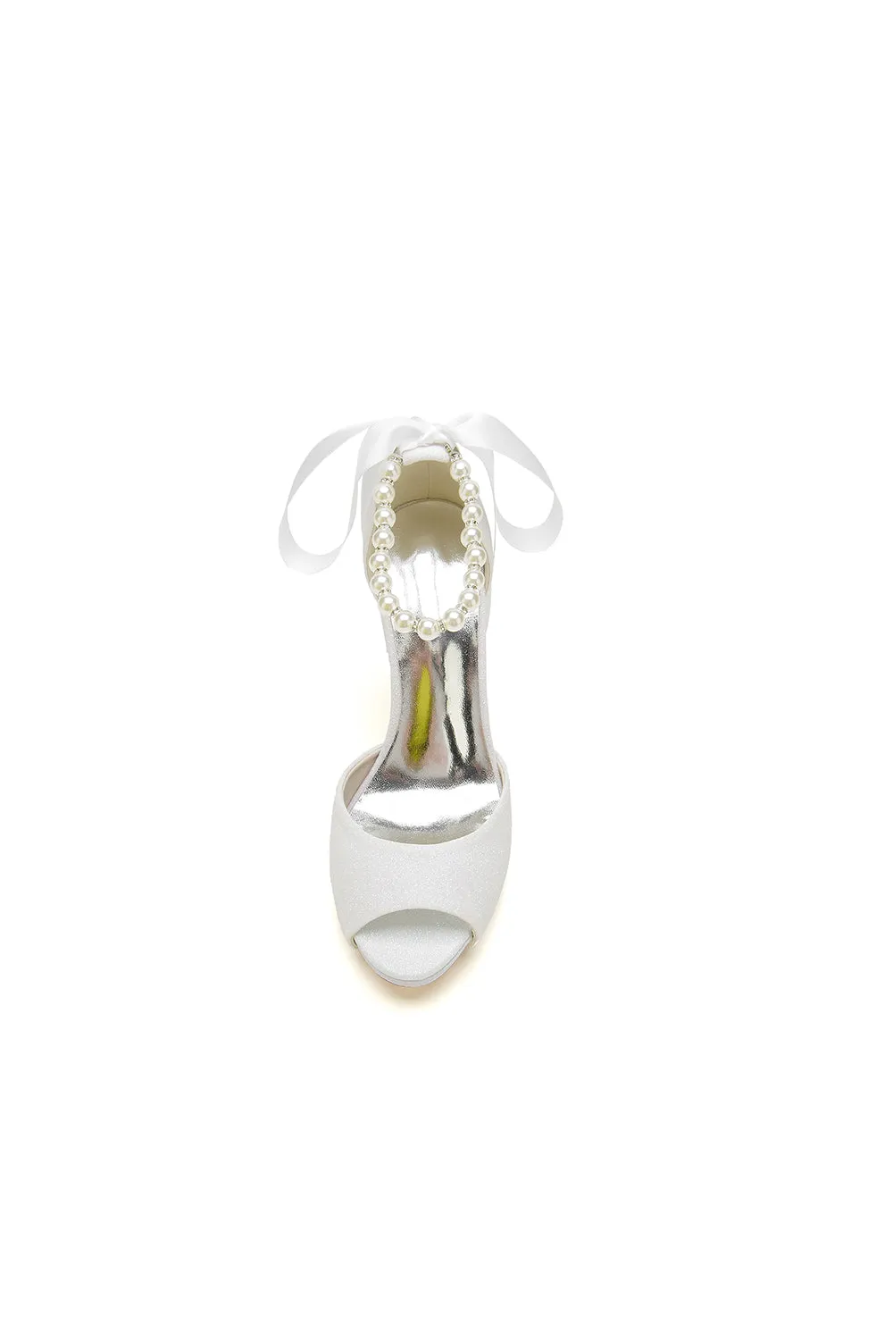 Peep Toe Pearl Strap Ribborn Wedding sold by KissProm product image thumbnail 2