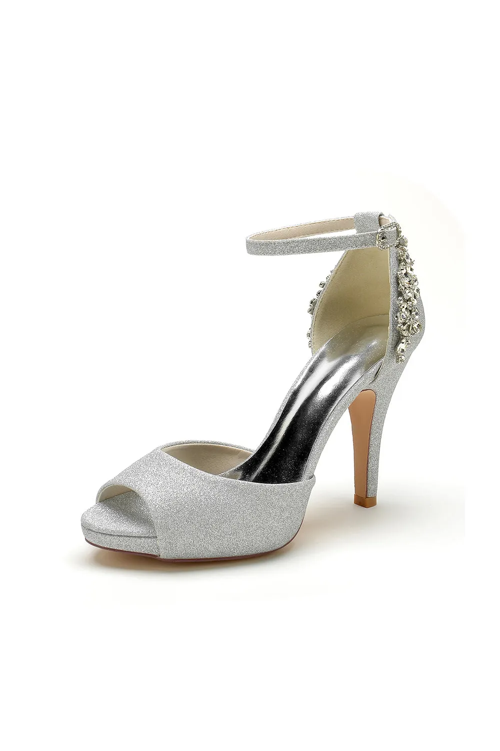 Peep Toe Chunky Heel Rhinestone Embellished sold by KissProm product image thumbnail 5