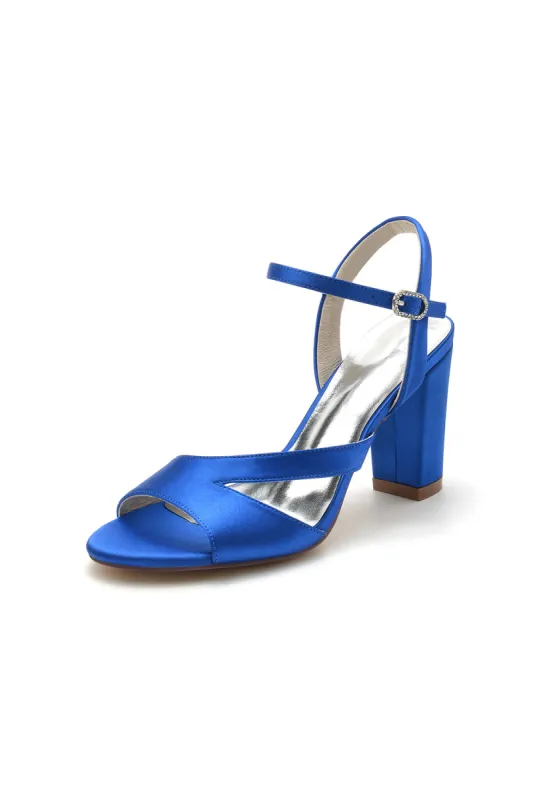 Simple Open Toe Block Heels with Ankle Strap sold by KissProm
