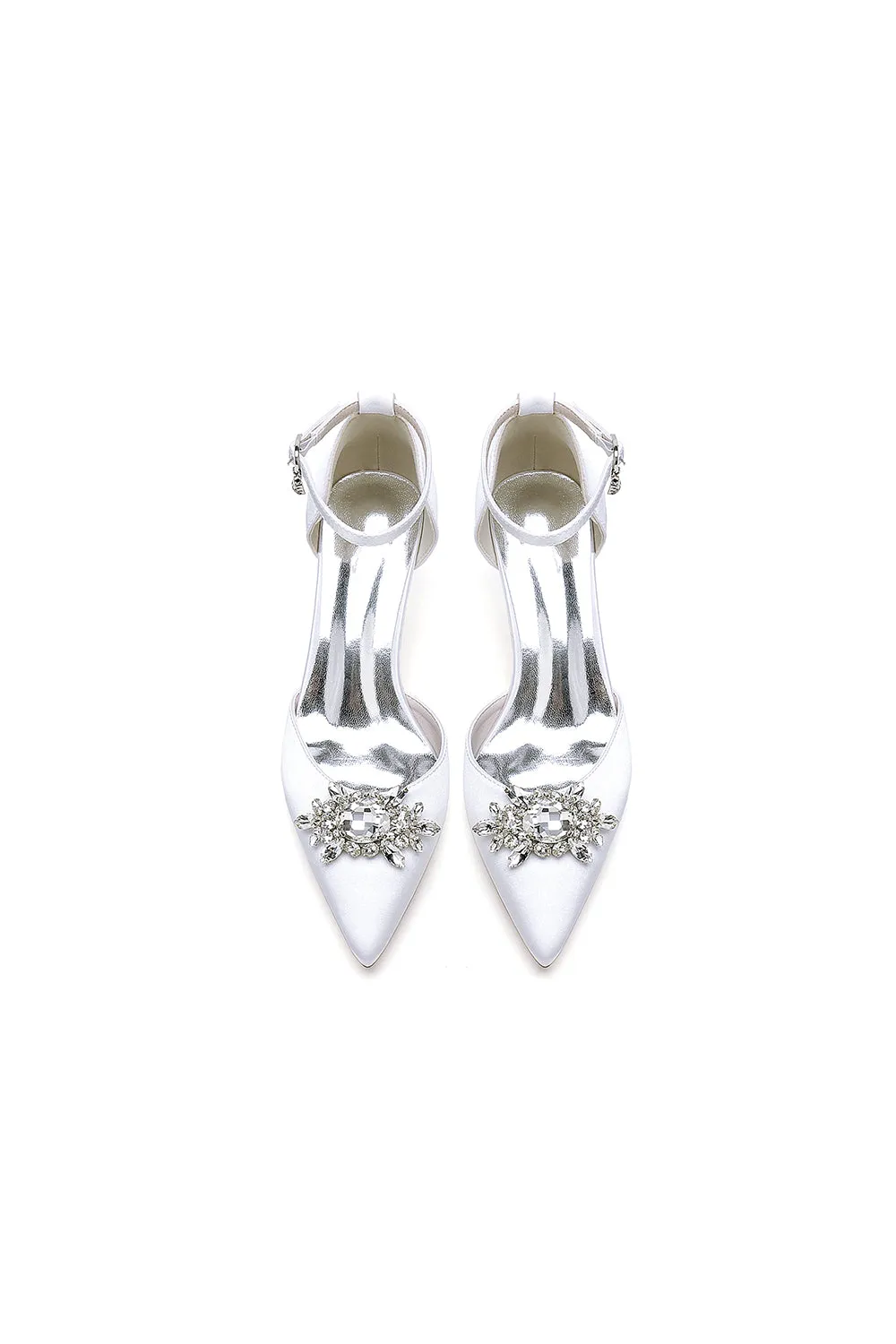 White Pointed Toe with Rhinestone Flower sold by KissProm product image thumbnail 3