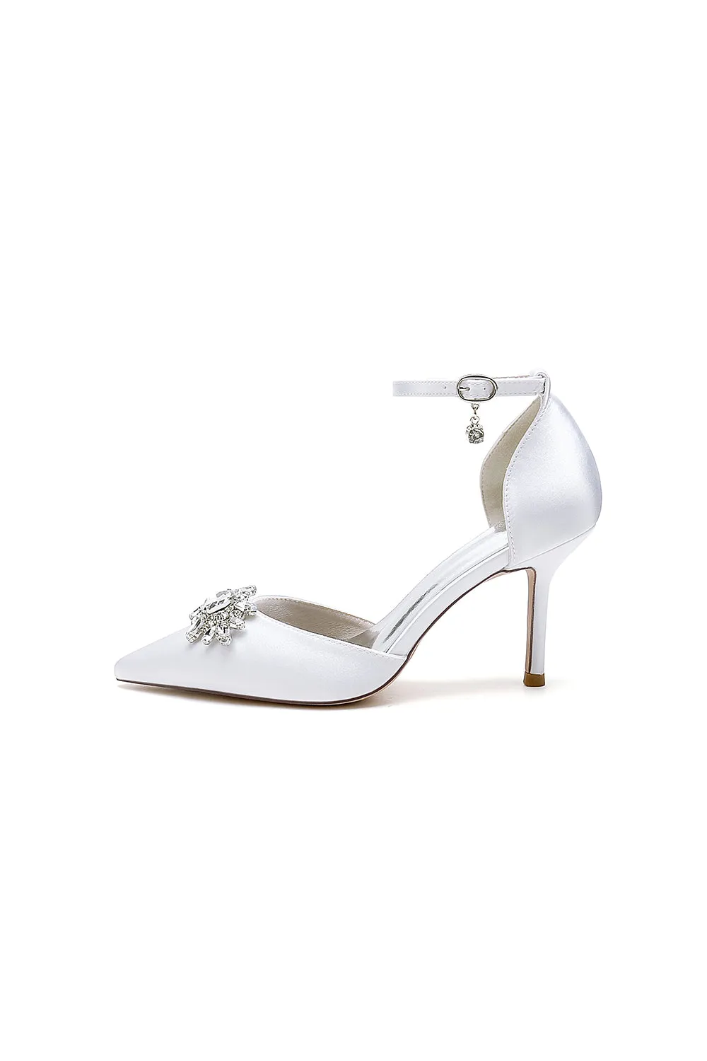White Pointed Toe with Rhinestone Flower sold by KissProm product image thumbnail 2