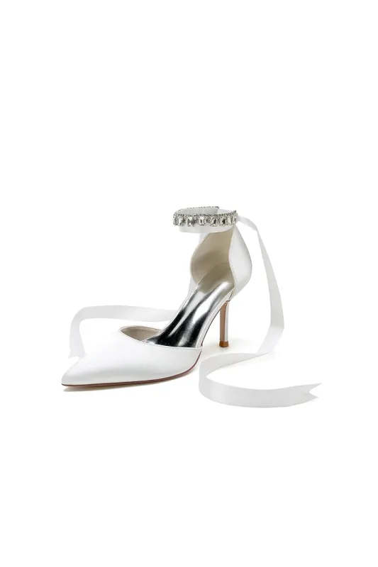 Pointed Toe Stiletto Heels with Ribbon Tie sold by KissProm