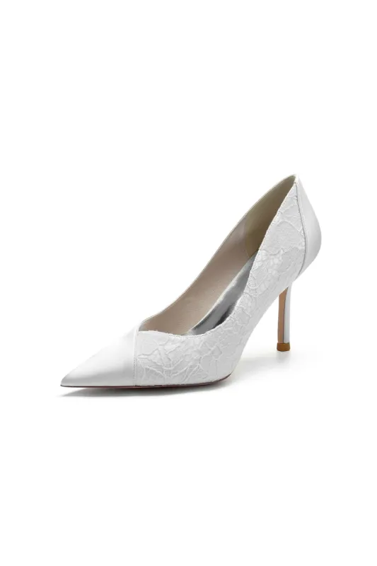 Stiletto Pointy Heels Lace Wedding Shoes sold by KissProm