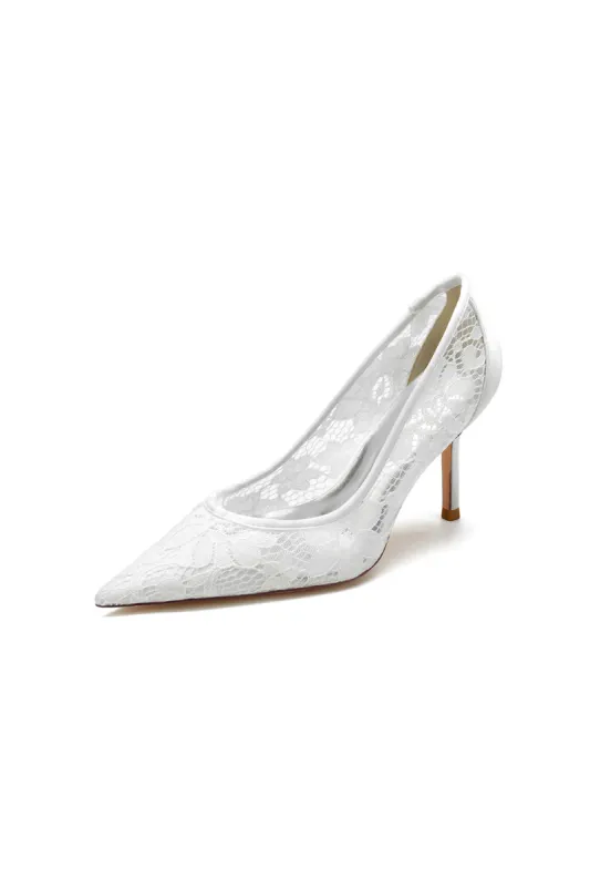 Pointed Toe Bridal Heels with Lace sold by KissProm