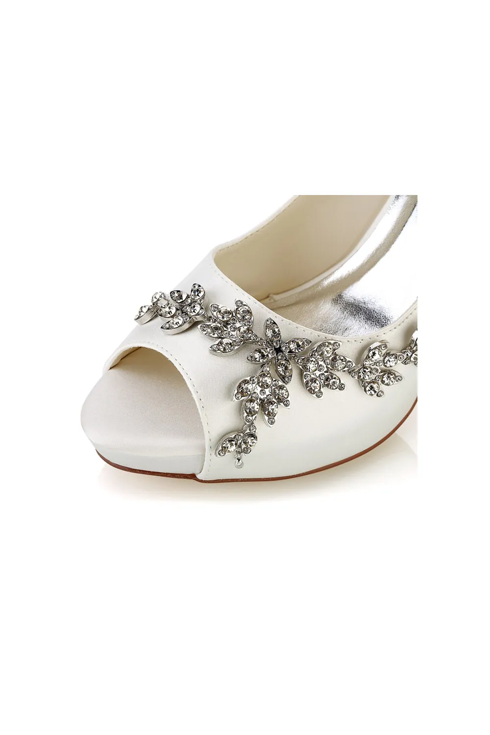 Peep Toe Block Heels With Rhinestone Flower sold by KissProm product image thumbnail 4