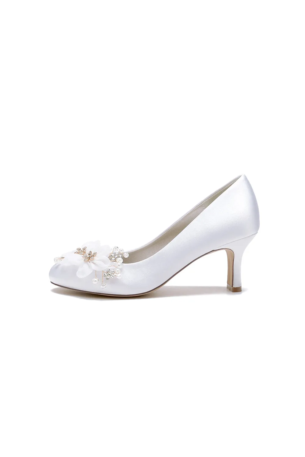Rhinestone White Chunky Heels with Flower sold by KissProm product image thumbnail 4