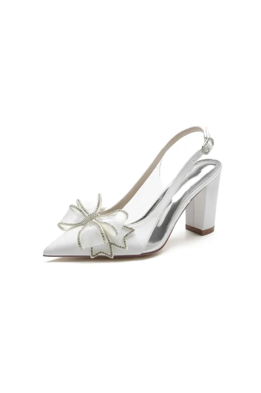 Pointed Toe Chunky Heels with Bow sold by KissProm
