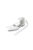 Pointed Toe Ankle Strap Pearl Beaded Ivory Ribbons Low Heels sold by KissProm