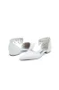 White Pearl Beaded Ankle Strap Pointed Toe Low Heels sold by KissProm