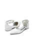 White Pearl Beaded Ankle Strap Pointed Toe Low Heels sold by KissProm