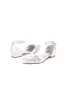 White Pointed Toe Ankle Strap Low Heels with Rhinestone sold by KissProm