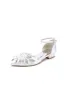 White Pointed Toe Ankle Strap Low Heels with Rhinestone sold by KissProm