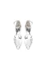 White Pointed Toe Ankle Strap Low Heels with Rhinestone sold by KissProm