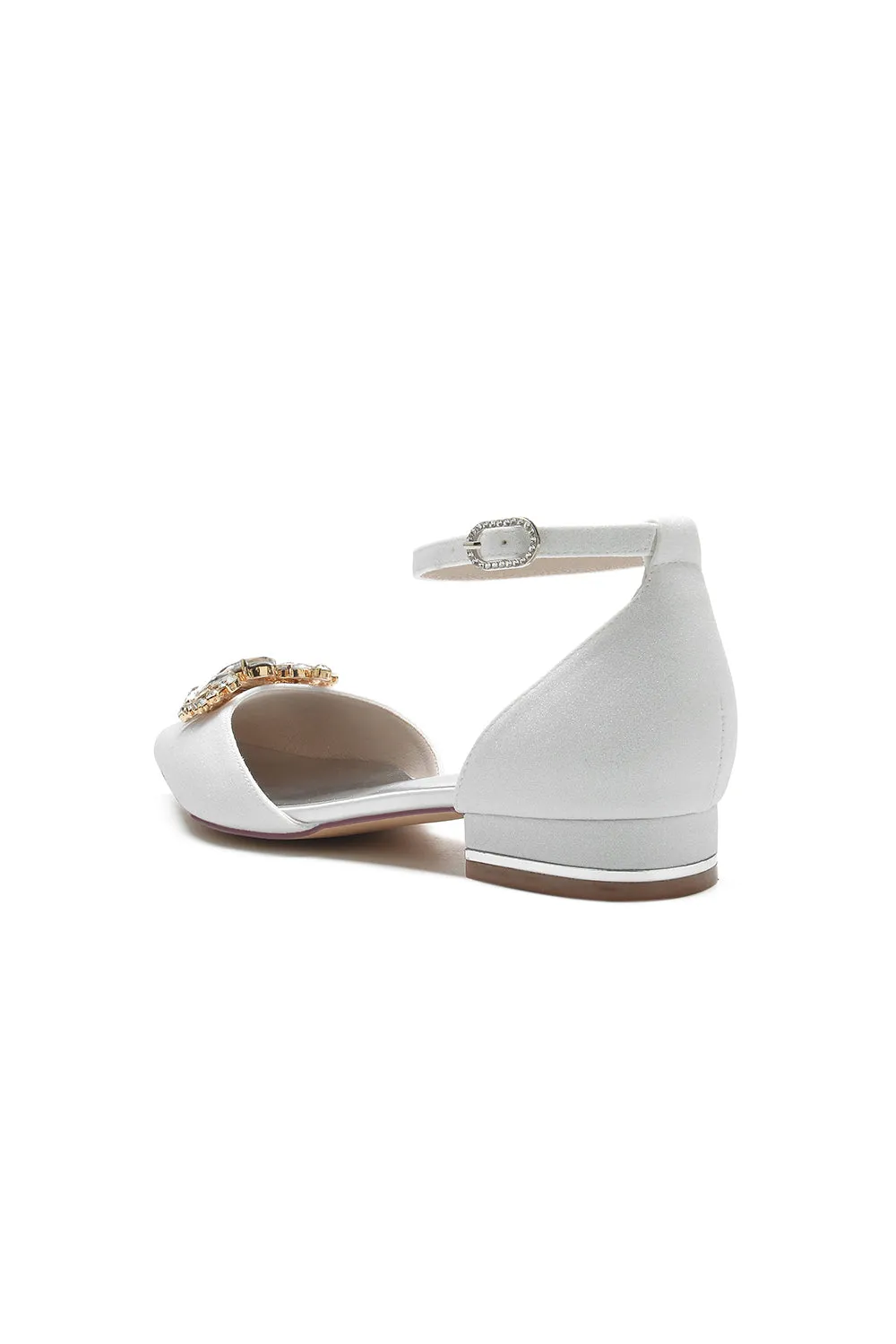 Simple Glitter Pointed Toe Ankle Strap Low Heels with Rhinestone sold by KissProm product image thumbnail 3