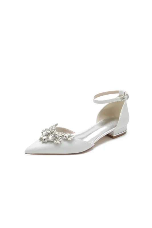 Casual Pointed Toe Ankle Strap Low Heels with Rhinestone sold by KissProm