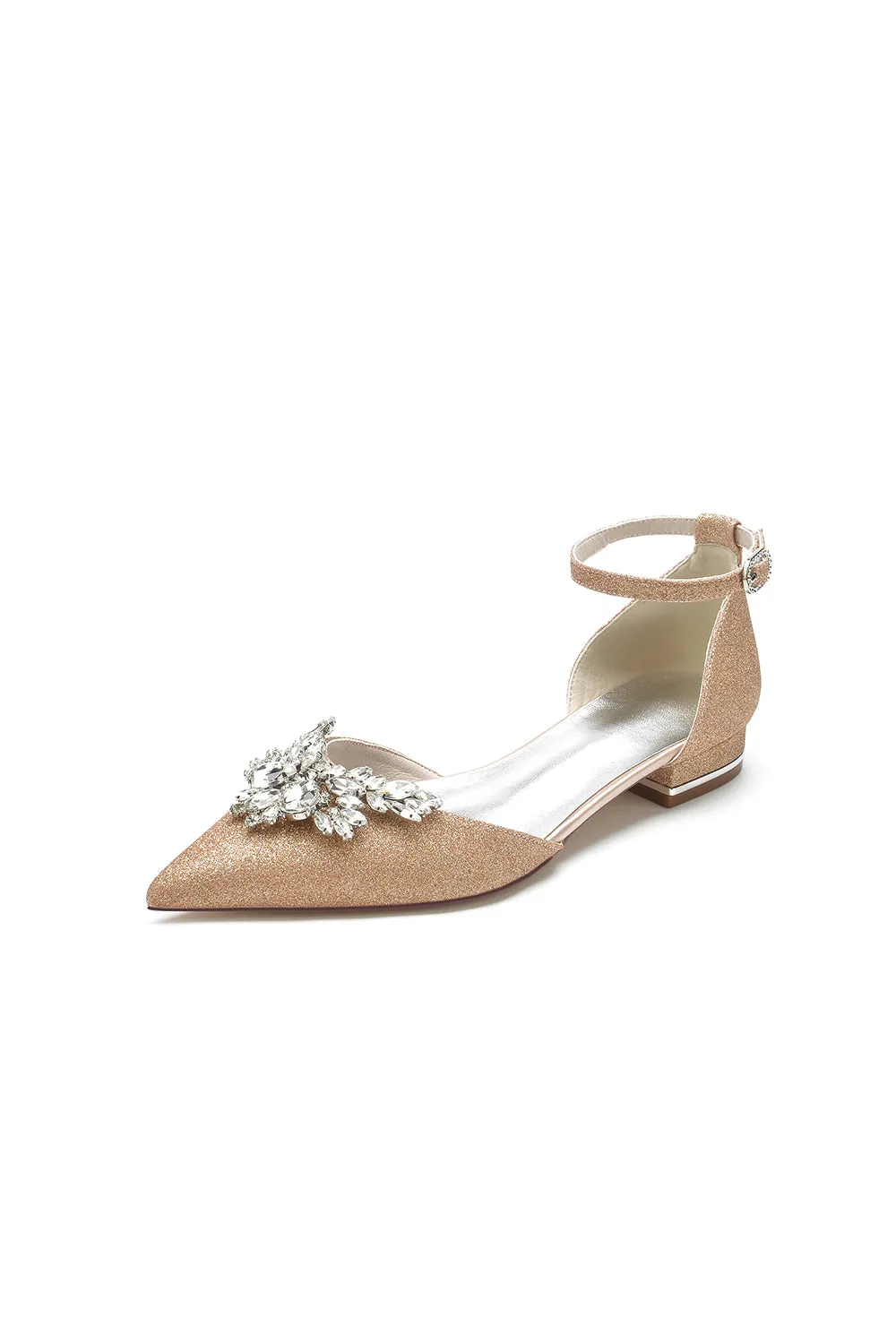 Casual Pointed Toe Ankle Strap Low Heels with Rhinestone sold by KissProm product image thumbnail 3