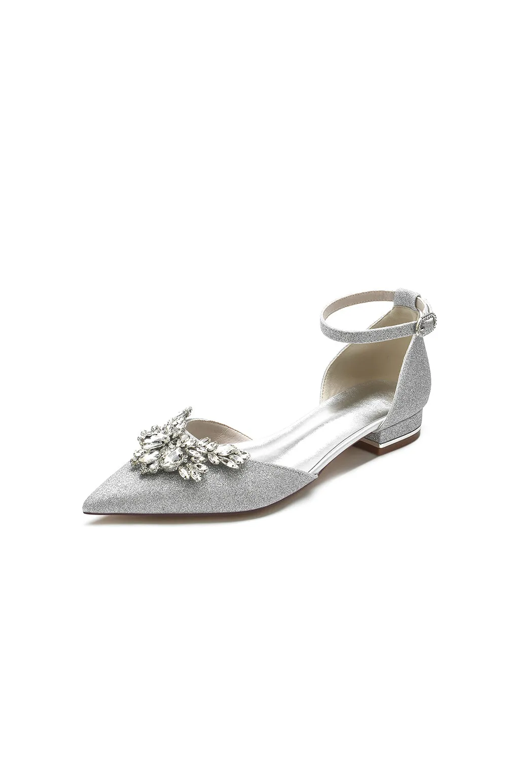 Casual Pointed Toe Ankle Strap Low Heels with Rhinestone sold by KissProm product image thumbnail 2