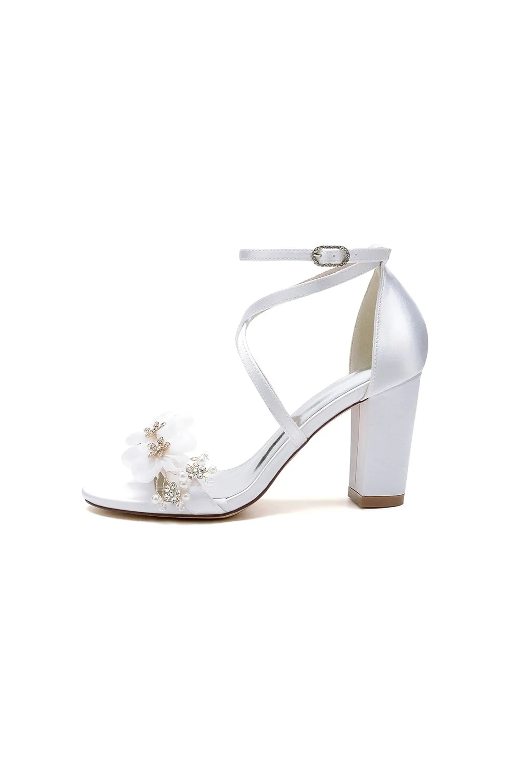 Chic Open Toe Rhinestone Flower Ankle Strap Chunky Heels sold by KissProm product image thumbnail 5