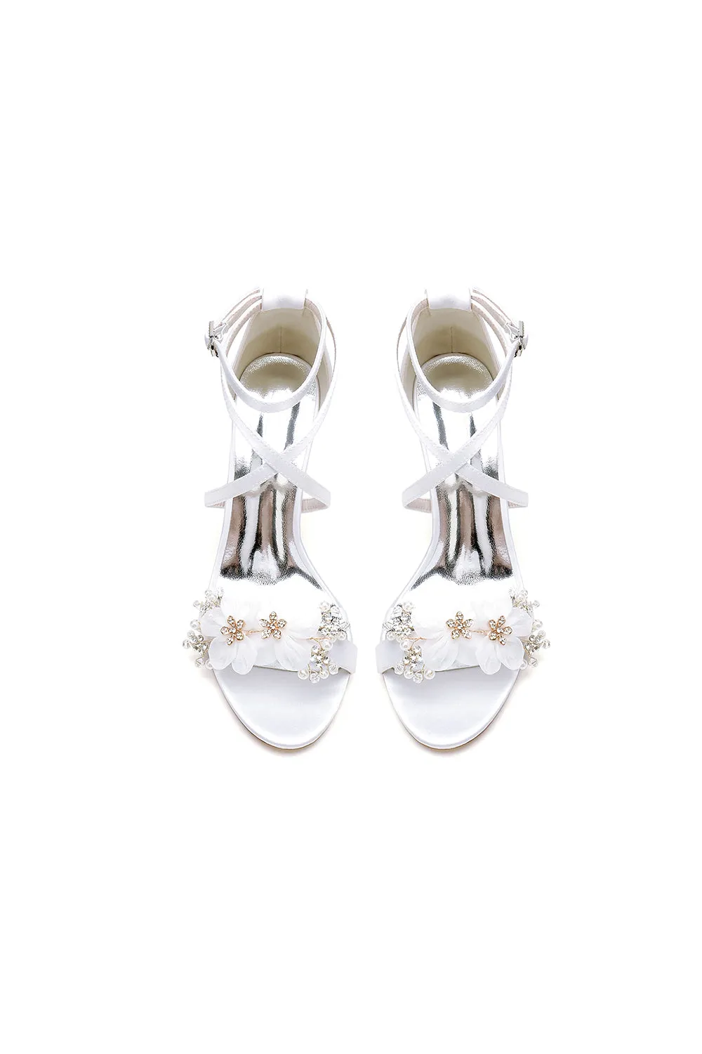 Chic Open Toe Rhinestone Flower Ankle Strap Chunky Heels sold by KissProm product image thumbnail 4