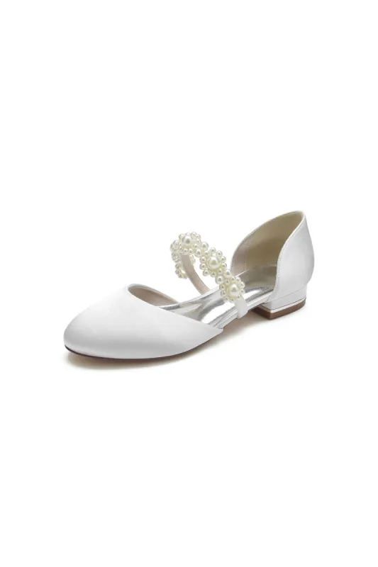 Sweet Round Toe Retro Pearl Strap  Low Heels sold by KissProm
