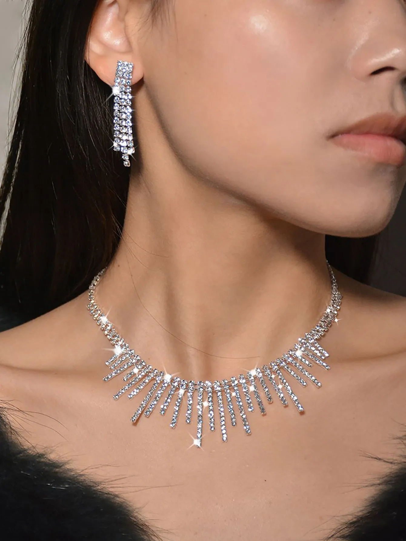 Tassel Necklace Earrings Pendant Two Piece Set sold by KissProm