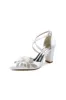 White Silk Pump with Handcrafted Flower and Crystal Embellishments sold by KissProm